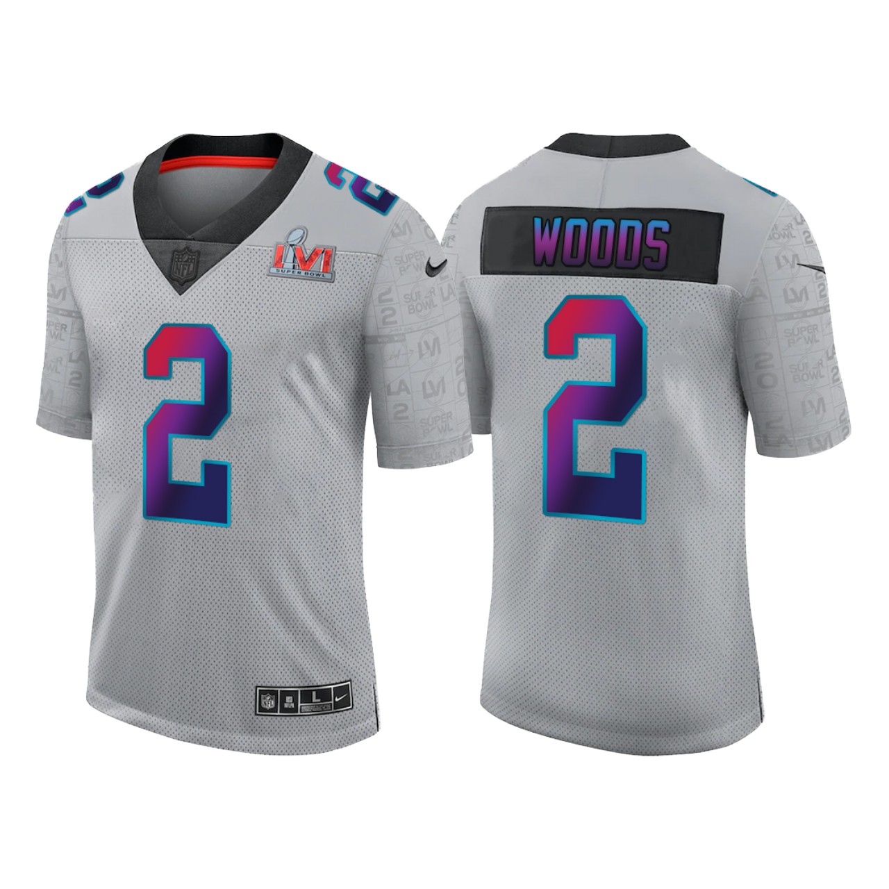 Men's Grey Los Angeles Rams #2 Robert Woods 2022 Super Bowl LVI Limited Stitched Jersey